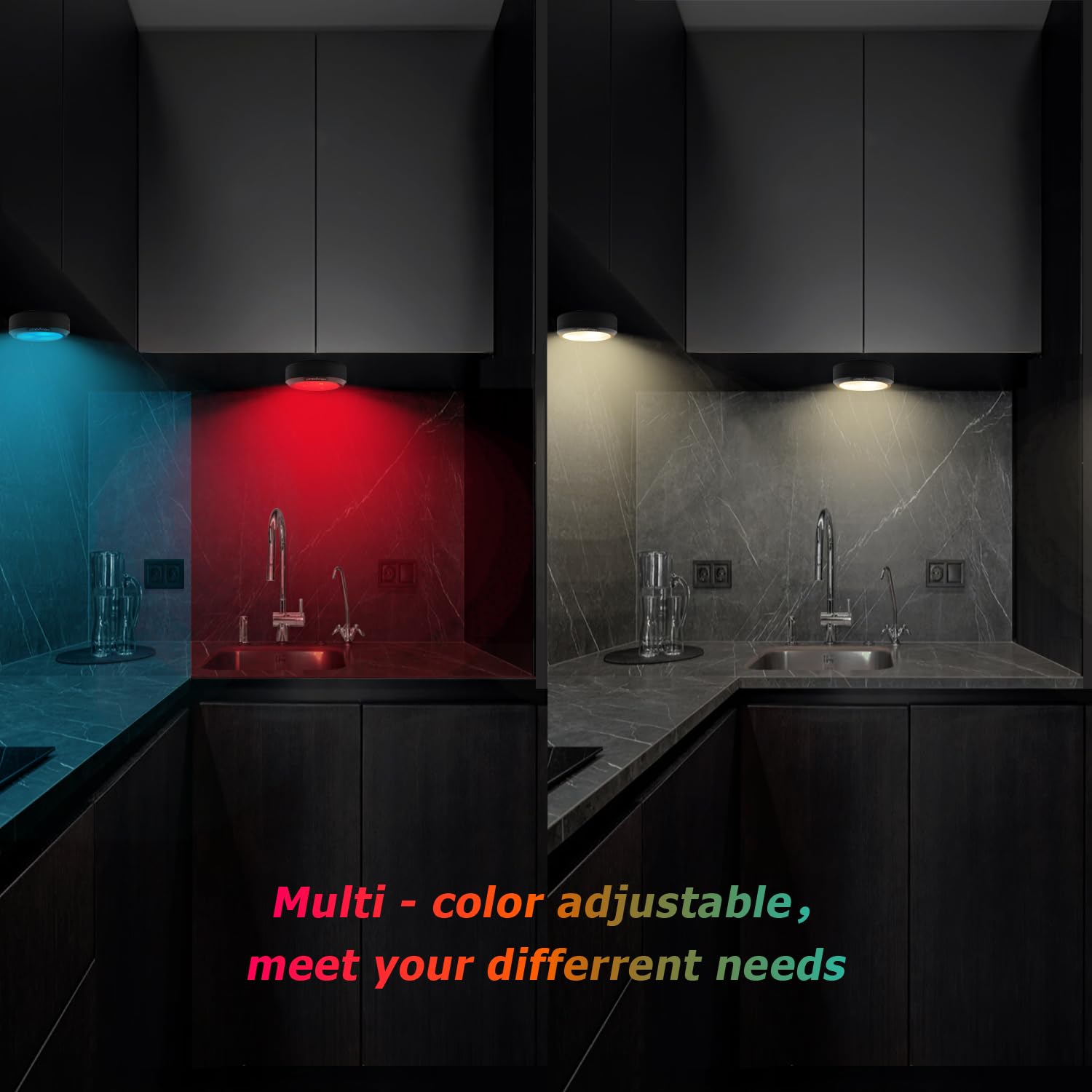 Loinsglim Puck Lights With Remote,7 Colors Under Cabinet Lighting Wireless,Battery Operated Rgb Led Lights Dimmable, Push Lights For Closet,Kitchen,Under Counter Lights Bar Display Shelf (4Pack)