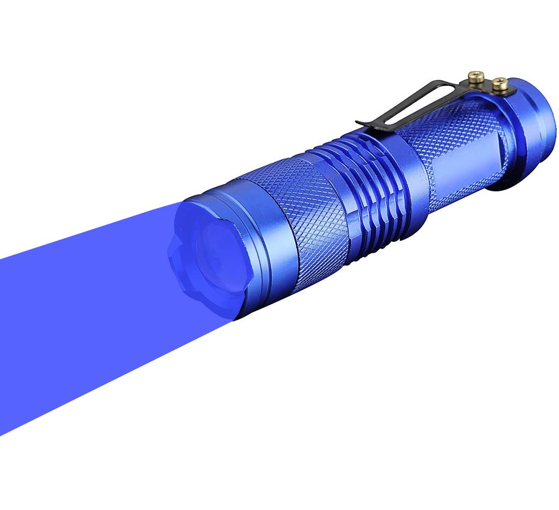 WAYLLSHINE Blue LED Flashlight Torch, 3 Modes, Long Range, Aluminum, Model LYSB00W5PCM90-SPRTSEQIP