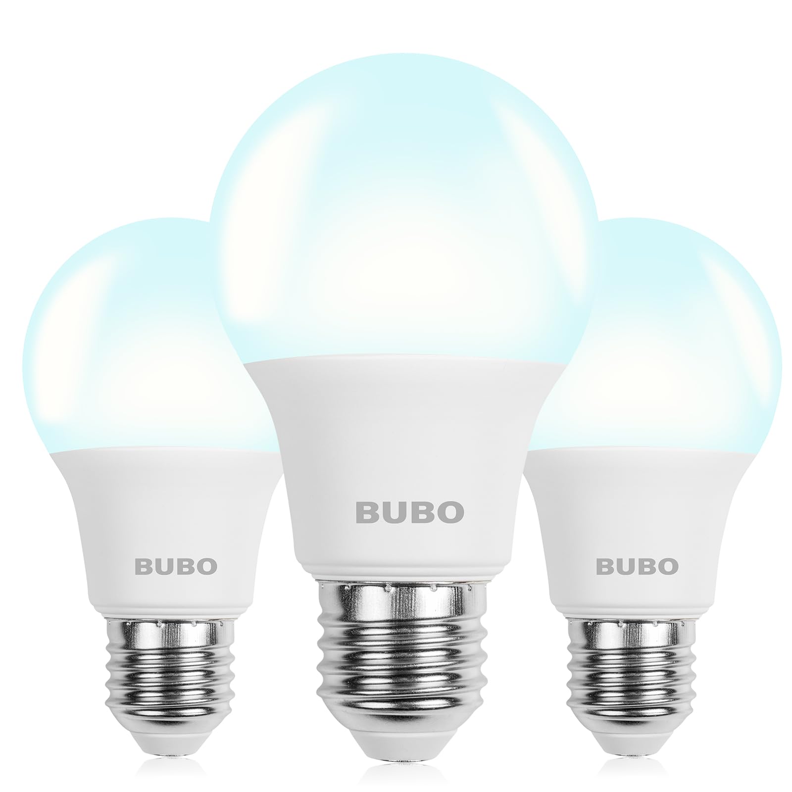 BUBO A19 LED Light Bulbs, 5W 40W Equivalent, Daylight 5000K, 550 Lumens, E26 Base, 3 Pack