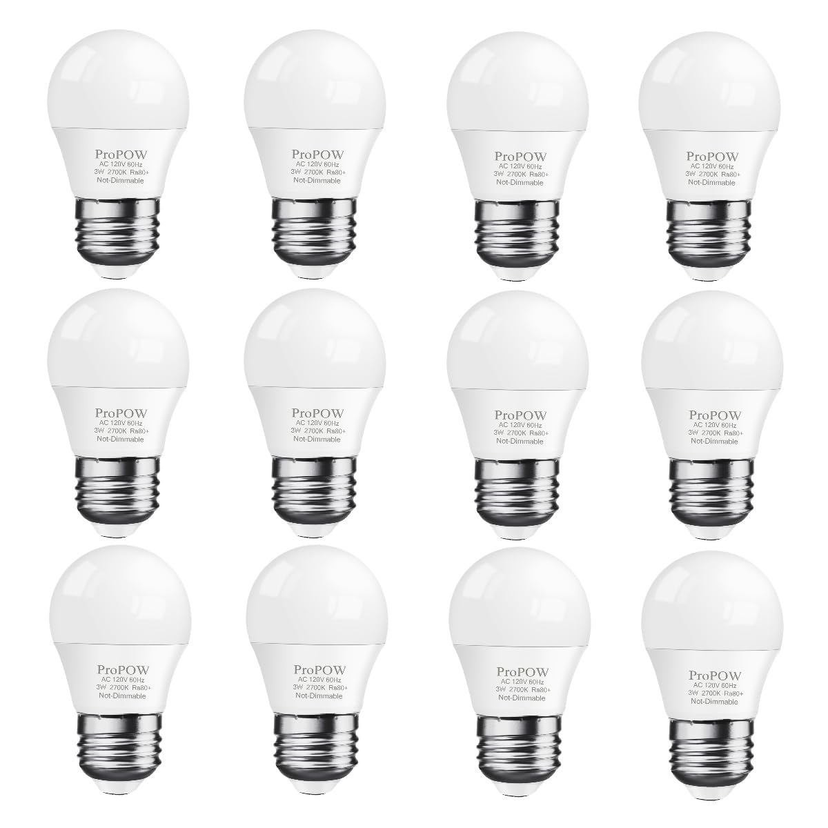 Propow 25 Watt Light Bulbs Equivalent, A15 25W Led Light Bulb 2700K Soft White E26 3W Low Watt Light Bulbs Table Lamp Bulb For B