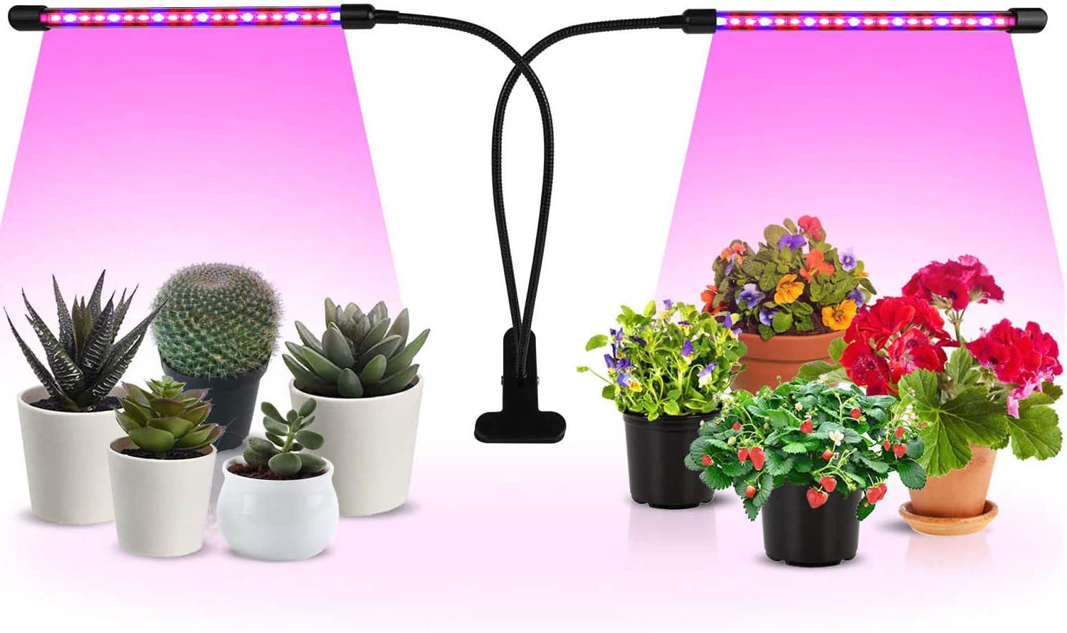 iPower LED Grow Light with Full Spectrum for Indoor Plants, Adjustable Gooseneck, 2/3 Light Modes&5/10 Dimmable Levels, 3 Auto T