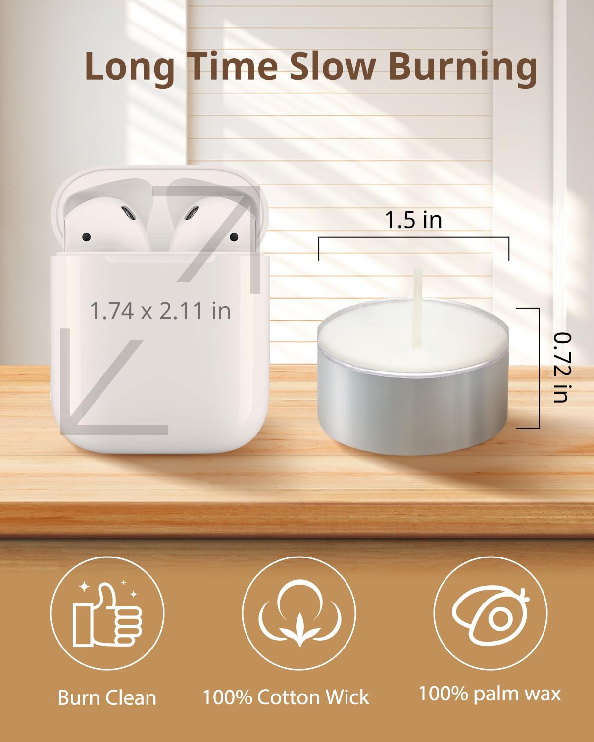 Hypmis Tea Lights Candles 240 Pack, 6 Hours Burning Long Time,White Votive Bulk, Bright Burn With Palm Wax (Non-Scented),Smokeless Tealights For Christmas,Thanksgiving,Homemory Decorative