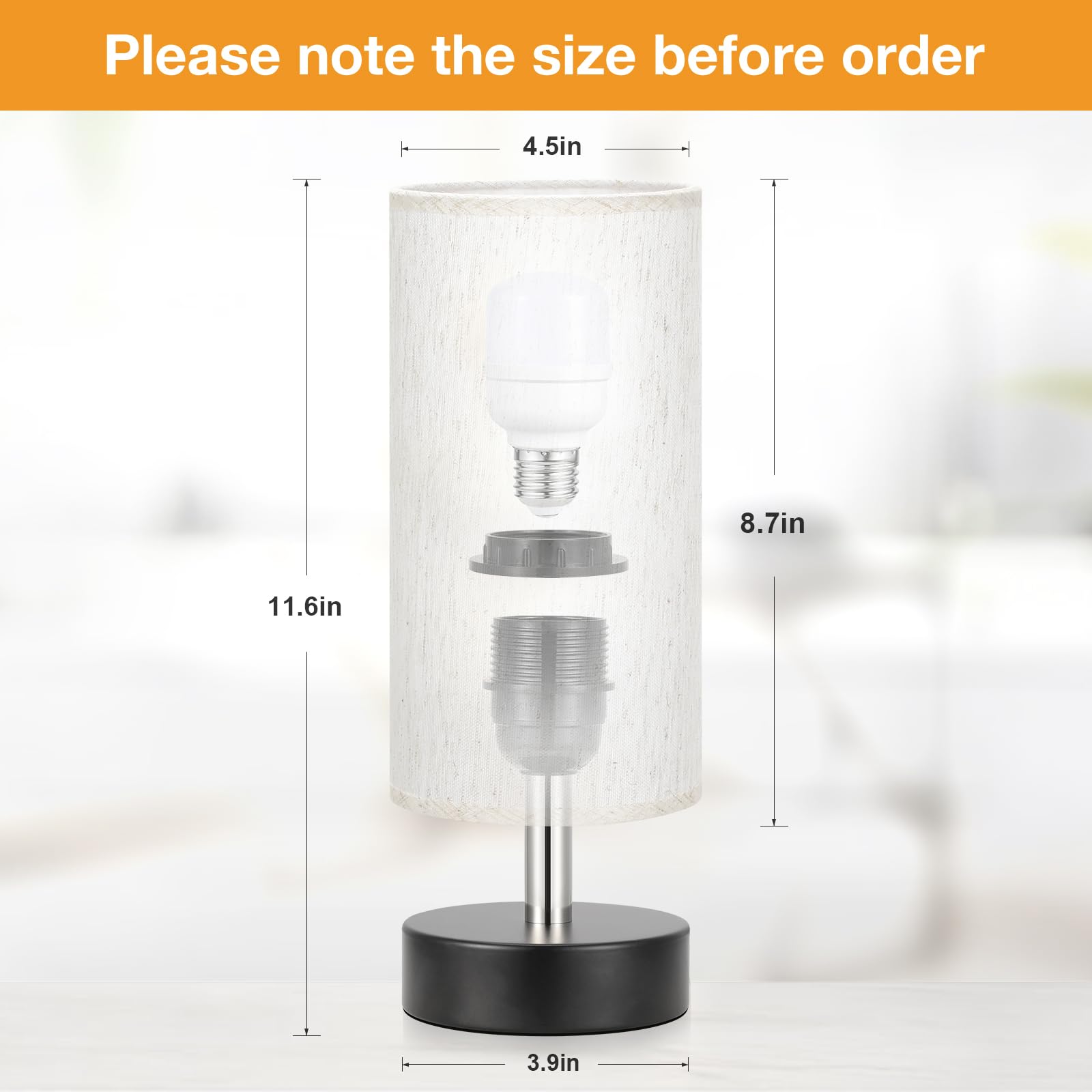 Partageiz Small Table Lamp With Led Bulb -3 Color Temperatures Bedroom Lamps For Nightstand, Minimalist Night Stands Bedside Lamp, Desk Lamps For Reading Room, Kids Room, Living Room, Office, Dorm
