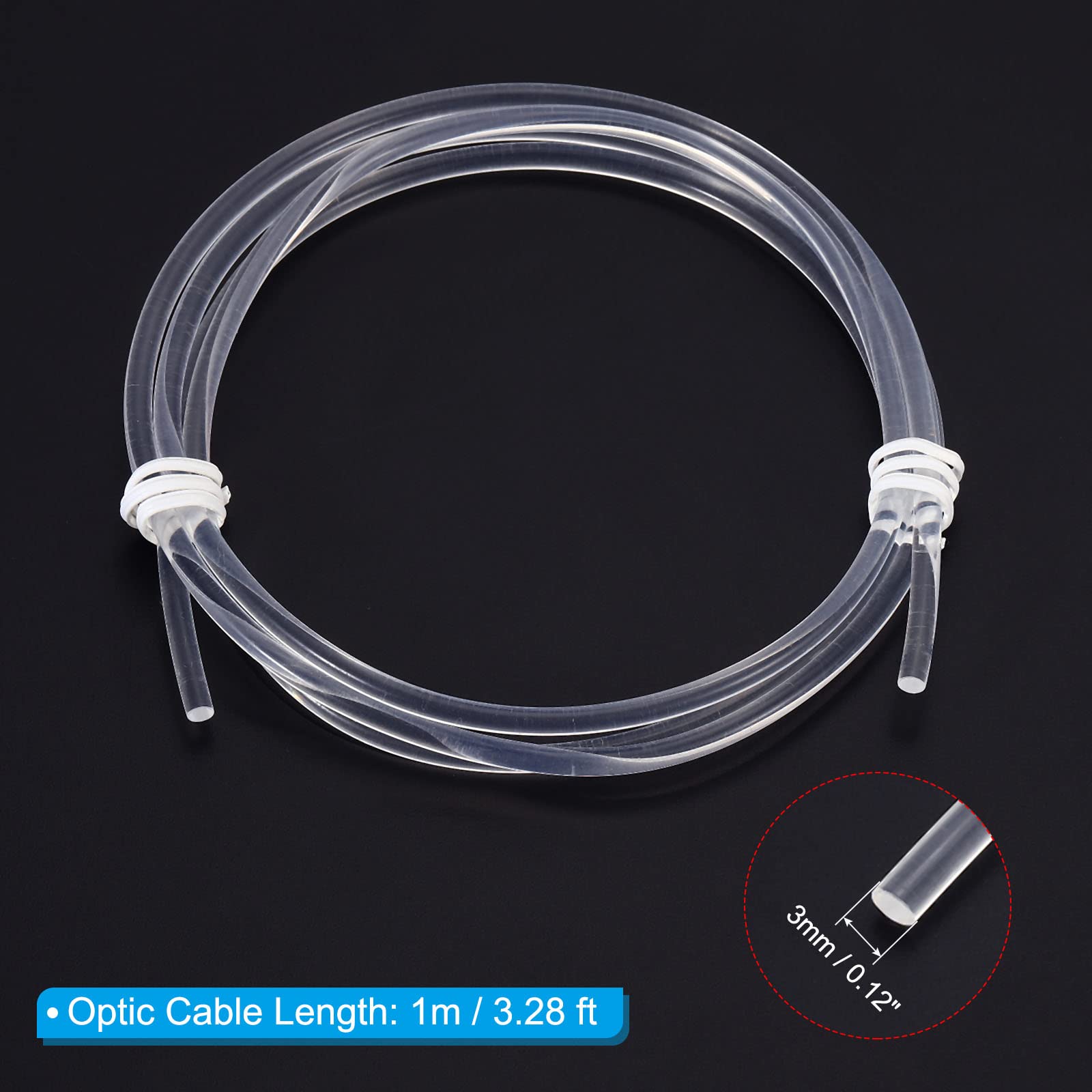PATIKIL PMMA Side Glow Fiber Optic Cable Kit, Ice Blue, 1m, with LED Aluminum Illuminator, Model 21f64091-e0d4-4908-a2