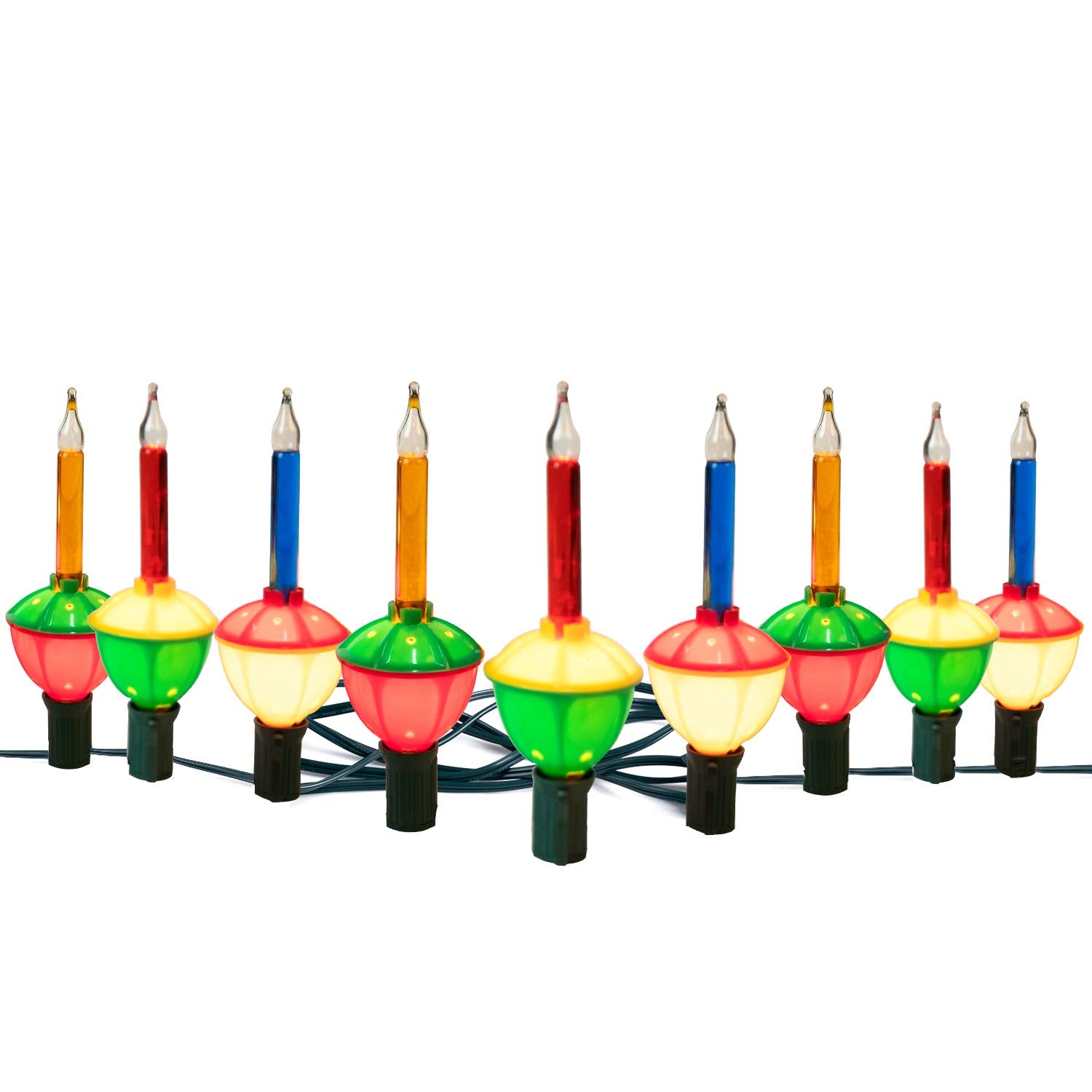 Christmas Bubble String Lights - 9 Traditional Multicolor Bubble Lights UL Listed for Holiday Christmas Celebrations Lighting, Green Wire