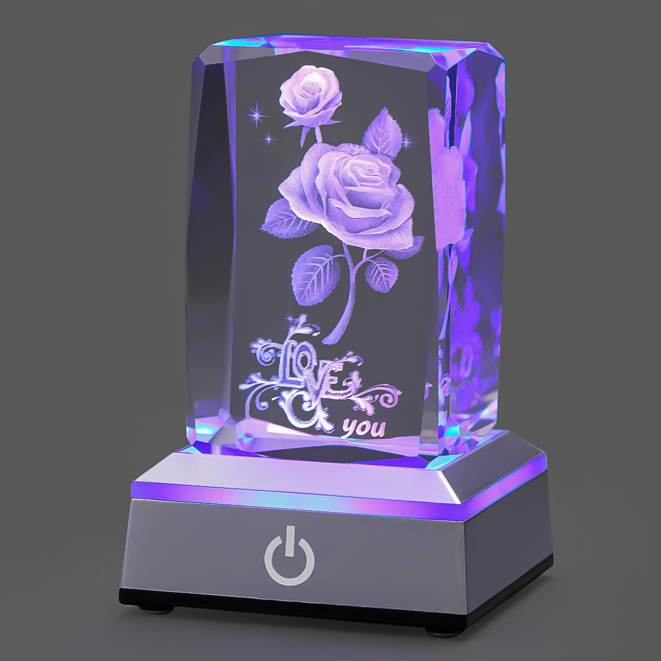 hochance 3D Rose Crystal Nightlight - Multicolor, Model Rose3, Size A-Rose3