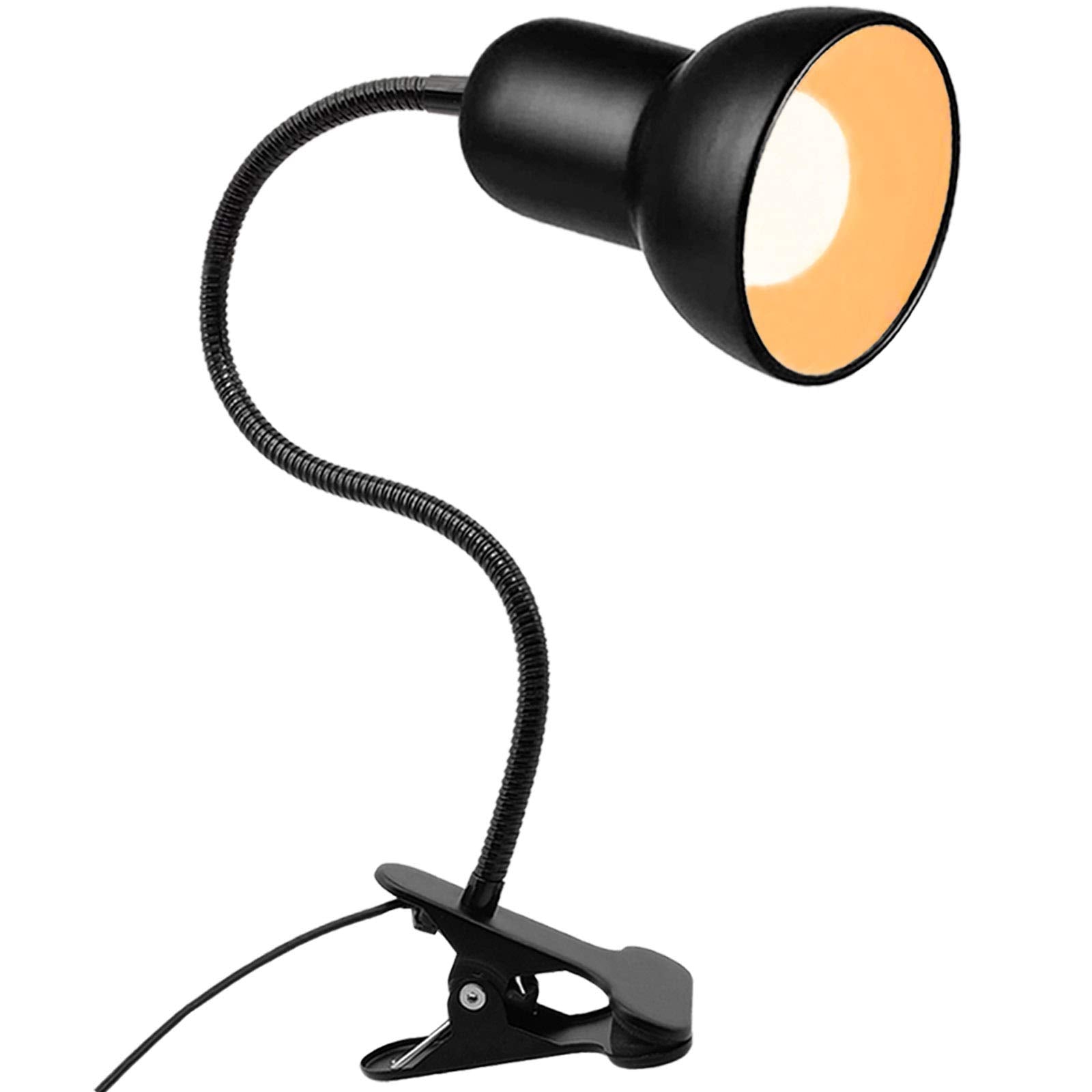 Beser·Win Desk Lamp 360° Rotation Clip On Reading Light, Gooseneck, Metal, Plug in, Black, Model ME-Desk Lamp-0008