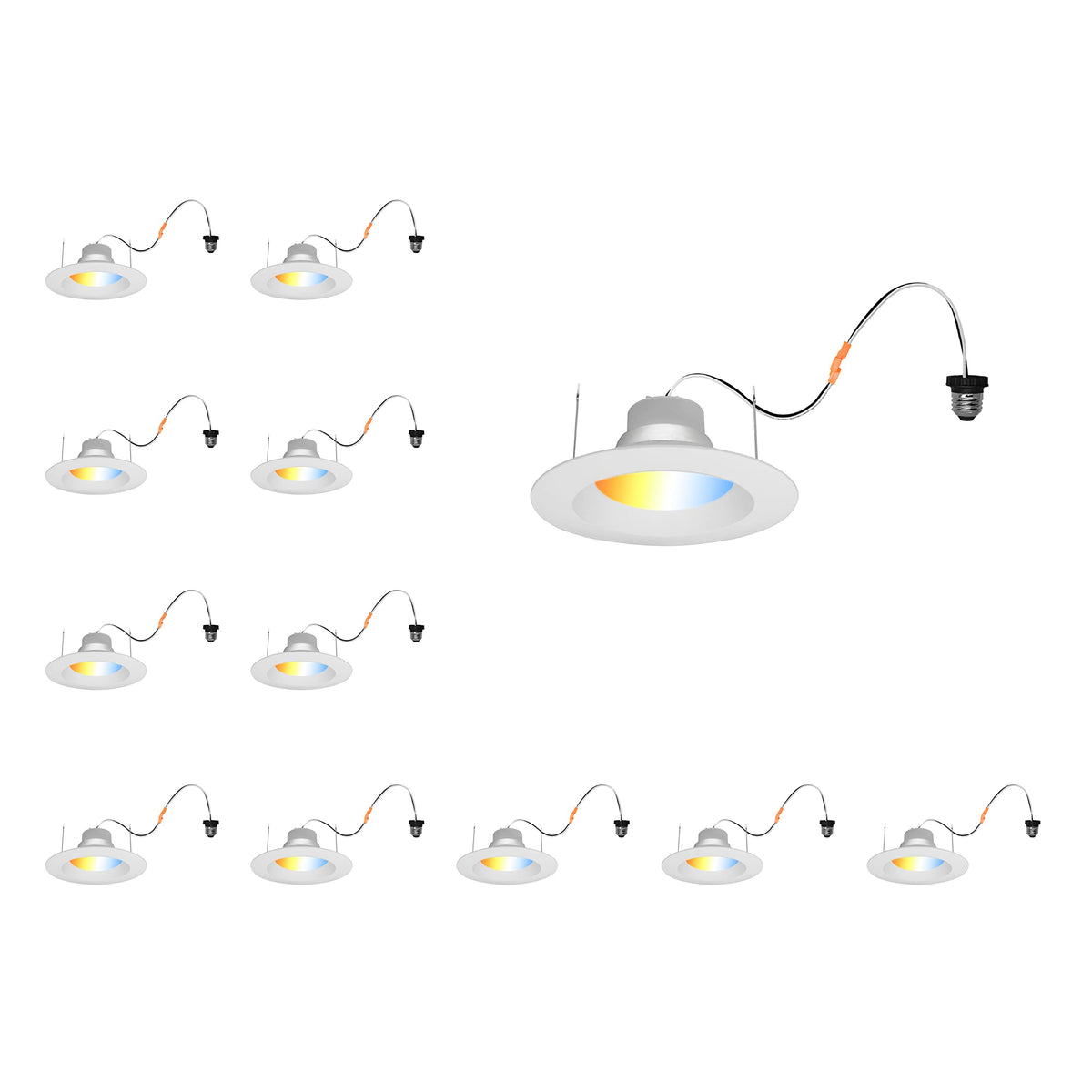 Sylvania 5”/6” Led Recessed Downlight With Trim, 9W=65W, Dimmable, 5 Cct Selectable (2700K, 3000K, 3500K, 4000K, 5000K), Wet Rated / Ul / Energy Star -12 Pack (62237)
