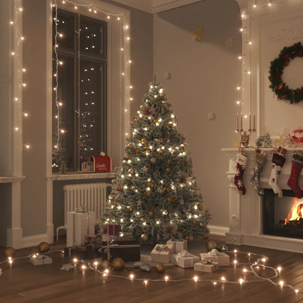vidaXL Warm White LED String Lights - 300 LEDs, 8 Lighting Modes, 98.4 Long, Flexible Design, Transparent Copper, Model 343229