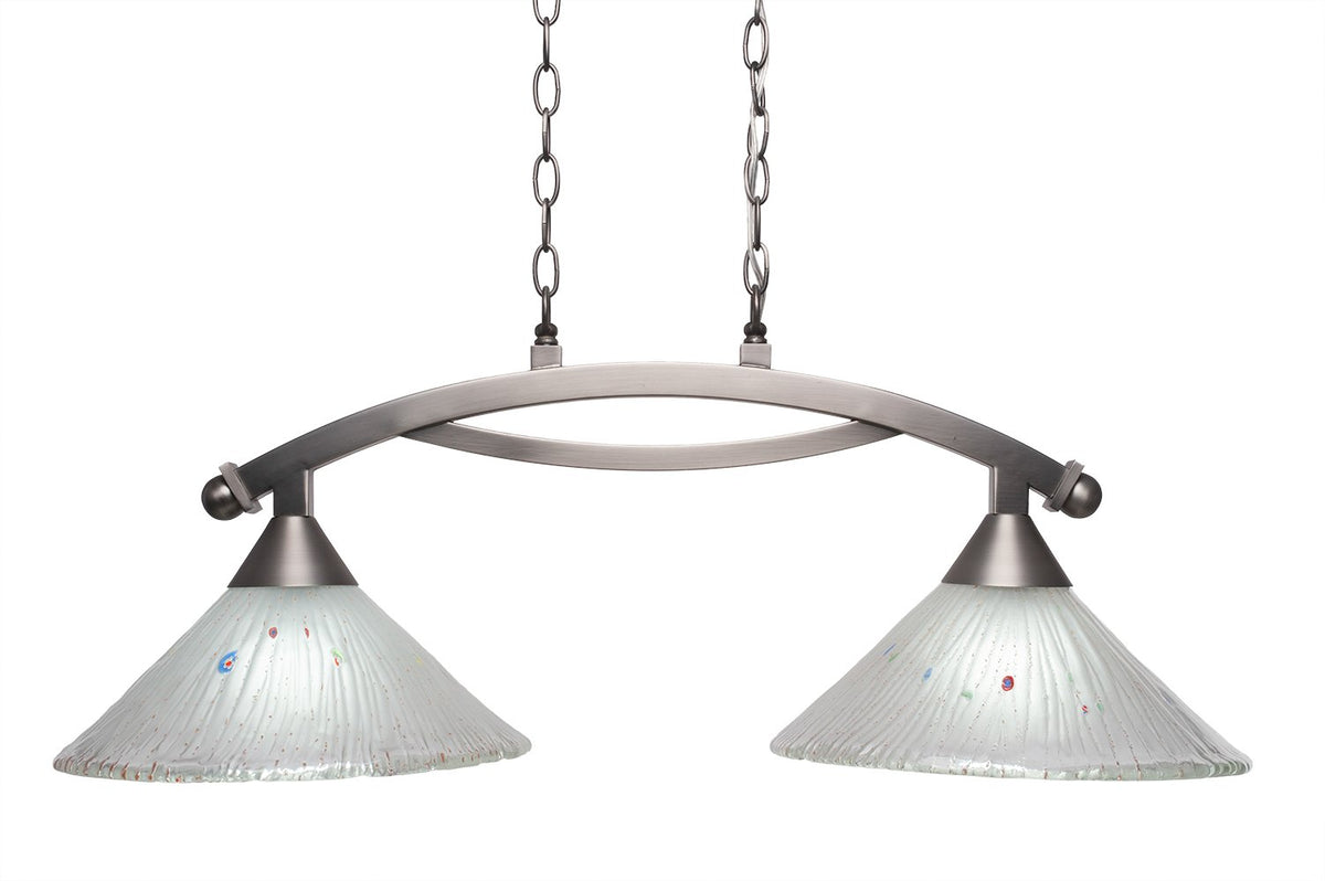 Toltec Lighting Bow 2 Light Island in Brushed Nickel (872-BN-701)