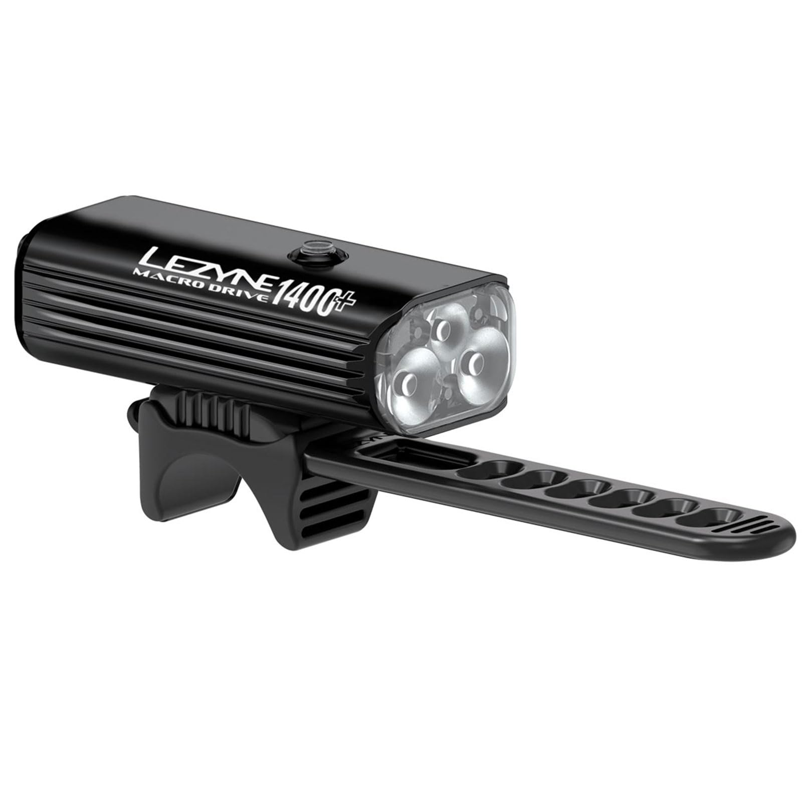 Lezyne Macro Drive 1400+ Bicycle Usb Rechargeable Ipx7 Waterproof 3 White Led Tri-Focus Optics Front Light W/ 4 Solid & 3 Flash Modes | Satin Black, 1400 Lumens/Usb-C
