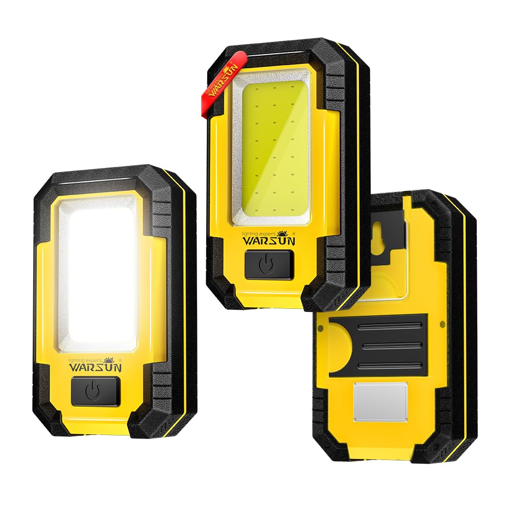 WARSUN 3 PC LED Work Lights Rechargeable 30W 1200 Lumens Portable Mechanic Light Yellow 4.92*2.8*9.05in Model Y36