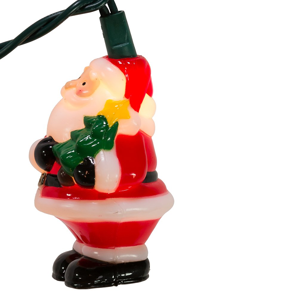 Kurt S. Adler 10-Light Santa with Tree Light Set, 3-Inch, Red, UL4291, Lead Material