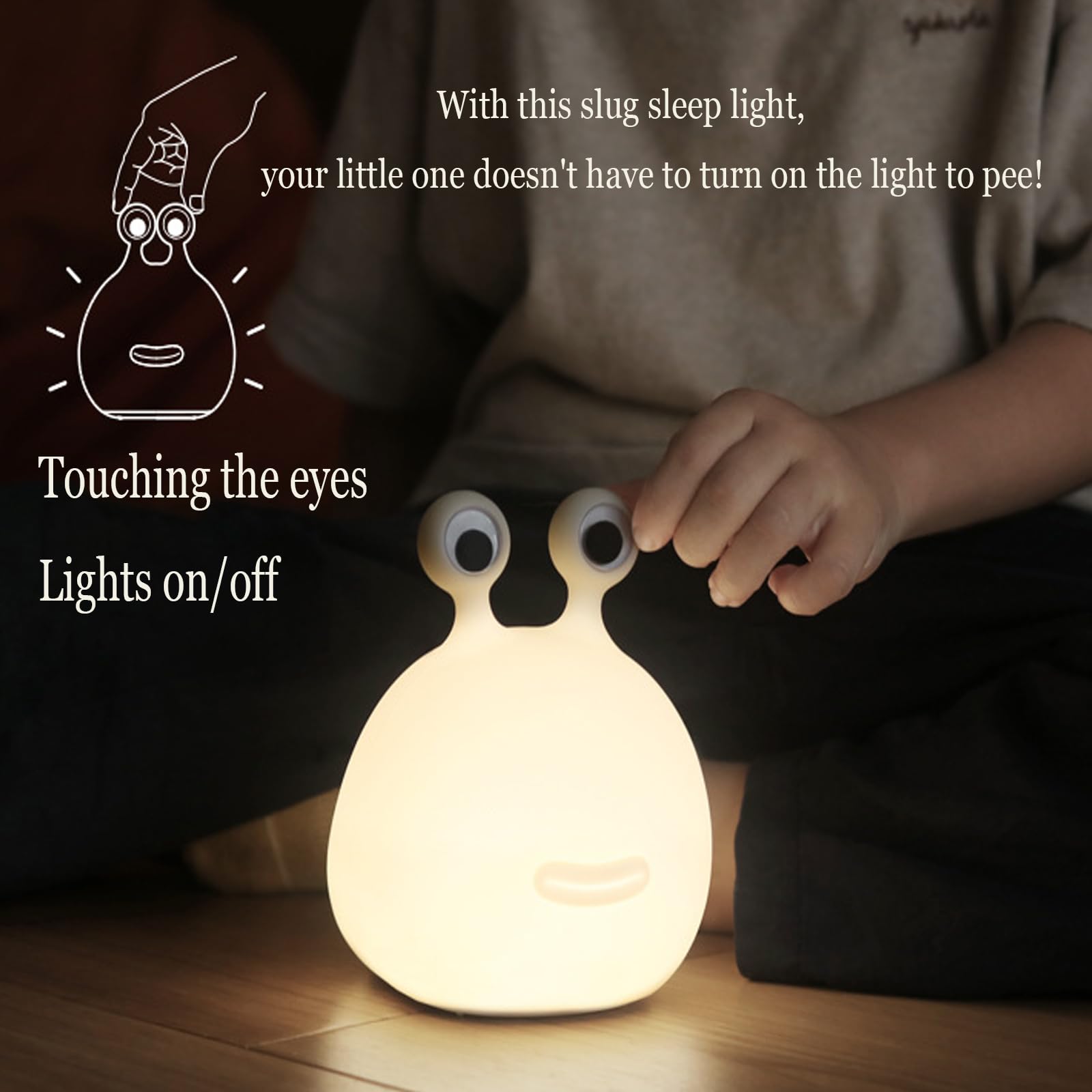Ptaexcel Slug Night Light  Led Portable Usb Rechargeable Cute Night Light Animal Lamps With Sensor Timer Touch Lamp  Silicone For Kids Gift