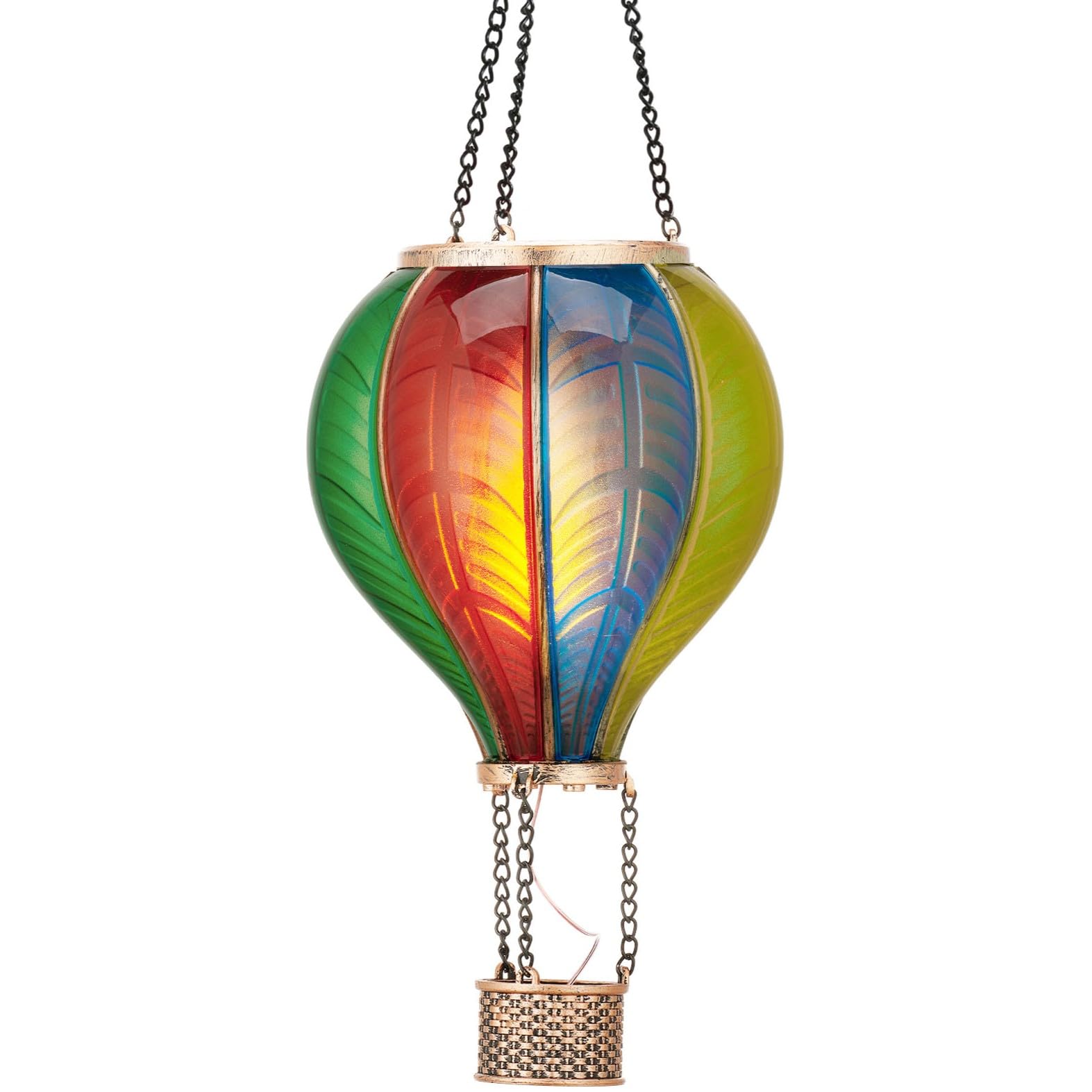 Teresa'S Collections Hot Air Balloon Solar Lantern - Green Plastic Outdoor Light For Garden Decor