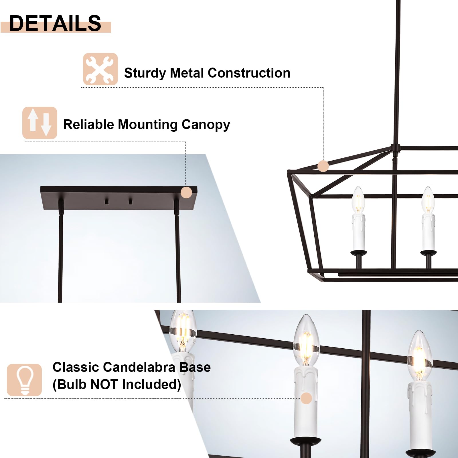 Winshen 4-Light Kitchen Island Pendant Lighting Fixture  Farmhouse Dining Room Chandelier Over Table  Oil Rubbed Bronze & E12 Bulb Base