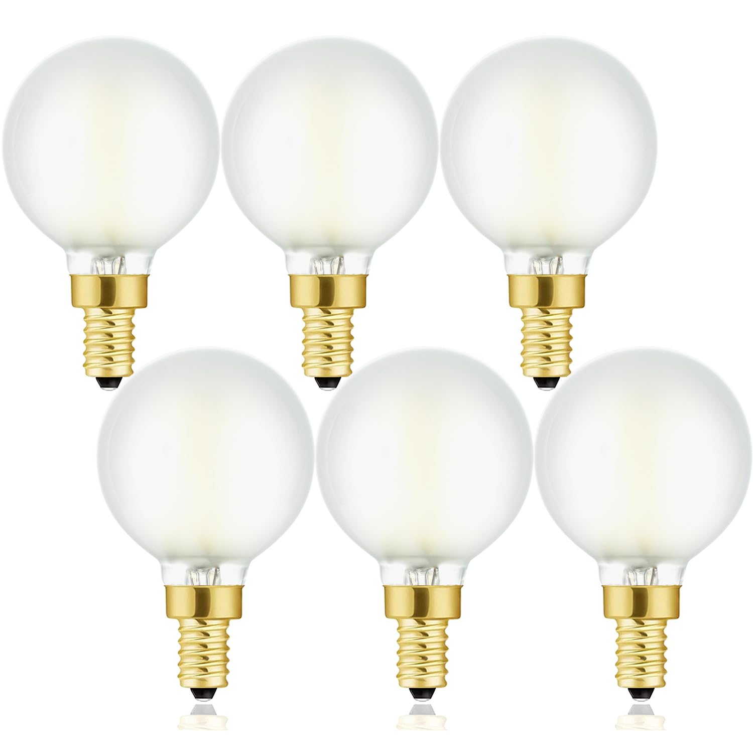 Leools Dimmable g16.5 led Frosted Bulb e12 g16 1/2 led Candelabra Bulb 60w led Edison Bulb 3000K Soft White 600lm ac120v 6w g50