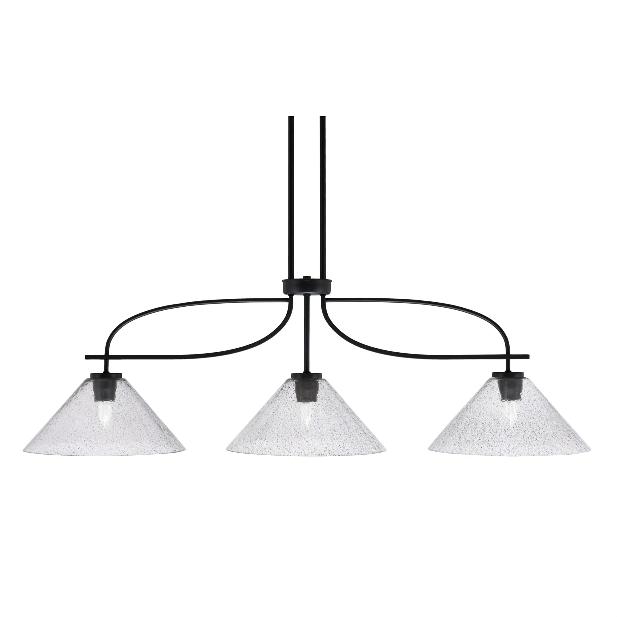 Cavella 3 Light Island Light Shown in Matte Black Finish with 12&quot; Smoke Bubble Glass