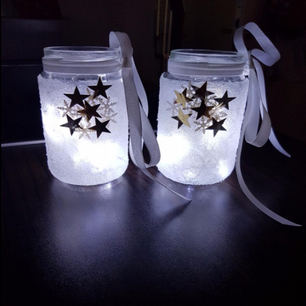 BXROIU Fairy Lights, 2 x 20 LEDs, Battery Operated, Silver Wire, 2 Modes, Cool White, Model c-20, Ideal for Bedroom & Christmas Decor