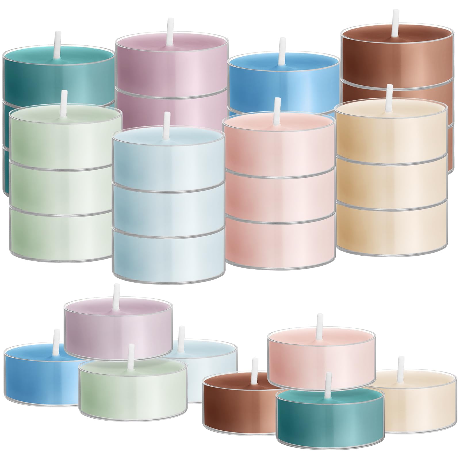 Conelist 24 Pack Colored Scented Tealight Candles, Small, Morandi Color, Wax, Model: Conelist-tues0402c