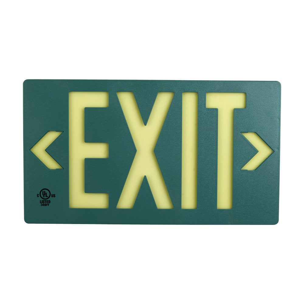 Ul Listed 100 Foot Jessup Glo Brite 7040-100-B Pf100 Molded Plastic Exit Sign, Single-Sided, 8.75&quot; X 15.5&quot;, Green (Mounts 4 Ways, Includes Bracket And Arrows)