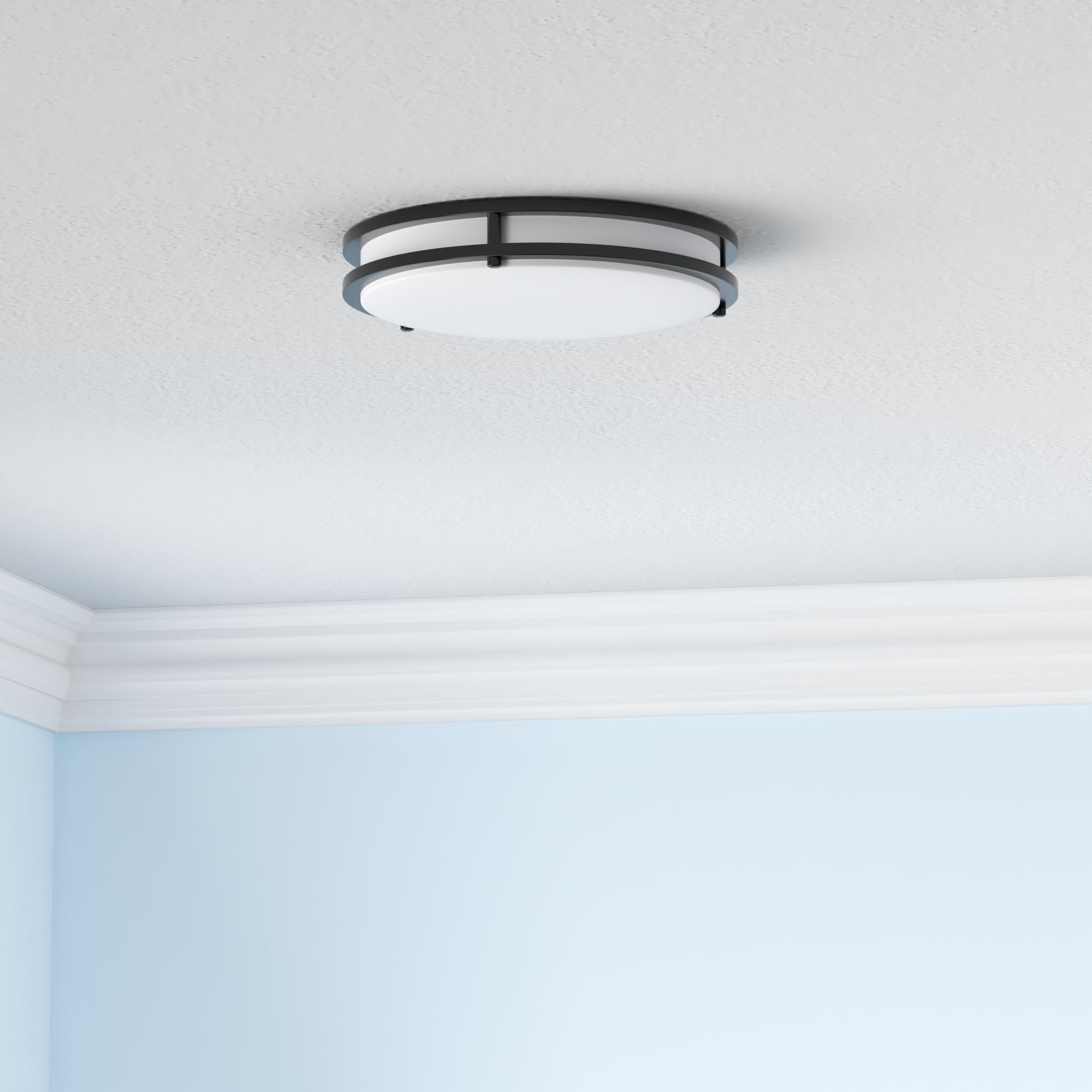 2-Pack 36W Led Flush Mount Ceiling Lights, 3200Lm Black Ceiling Light Fixtures, 5 Color In One (2700K/3000K/4000K/5000K/6500K),