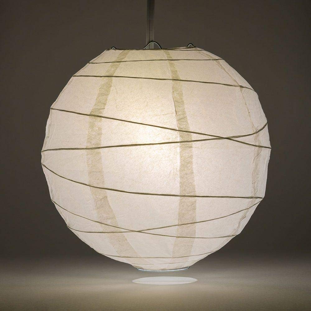 Paperlanternstore.Com 16 Inch White Round Paper Lantern, Crisscross Ribbing, Hanging Decoration