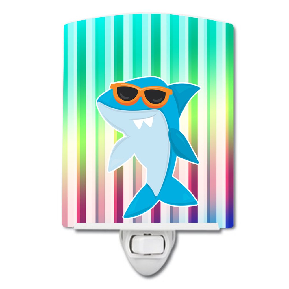 Carolines Treasures BB6944CNL Cool Kat Shark Ceramic Night Light Compact, ULCertified, Ideal for Bedroom, Bathroom, Nursery, H