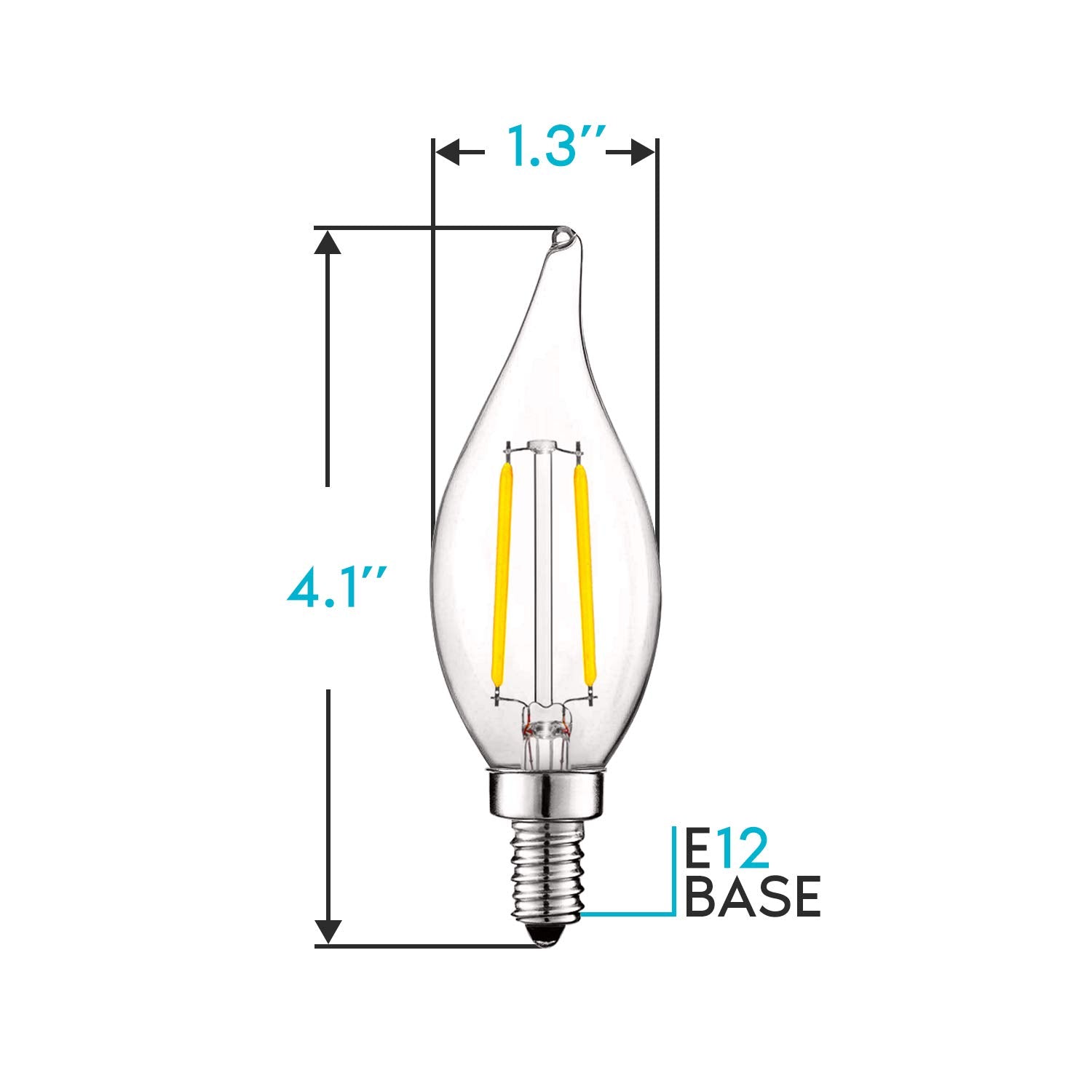 LUXRITE Vintage Candelabra LED Bulbs, Dimmable, 400 Lumens, 4000K Cool White, E12 Base, Glass, 6 Count, Model LR215