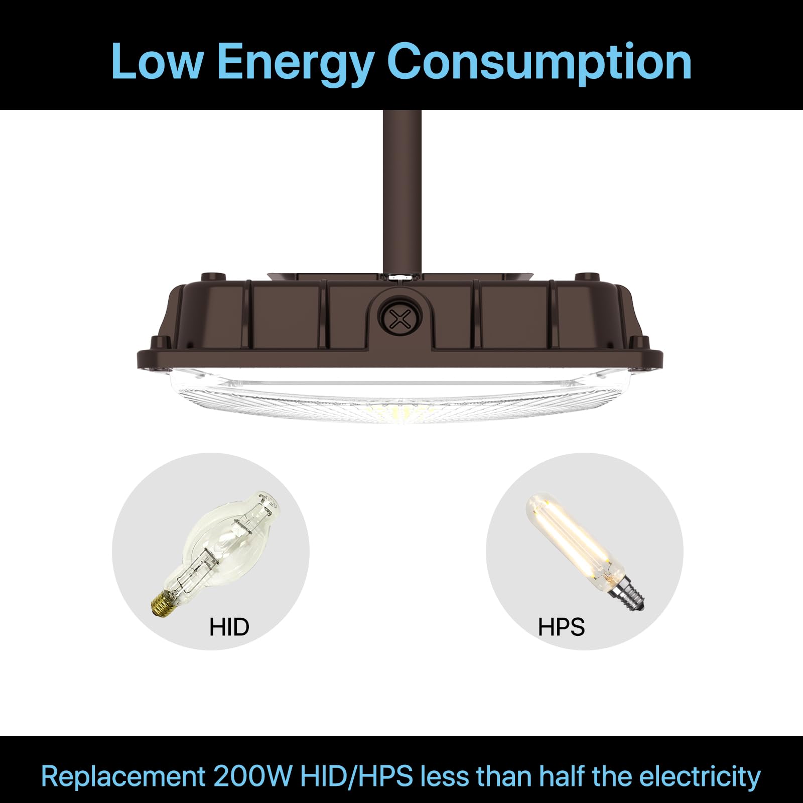 HYPERLITE LED Canopy Light 45W, 6300 Lumens, 5000K Daylight, Bronze, Mstar Series, 9.5inx9.5in