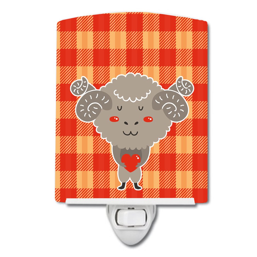 Carolines Treasures BB6738CNL Ram with a Heart Ceramic Night Light Compact, ULCertified, Ideal for Bedroom, Bathroom, Nursery,