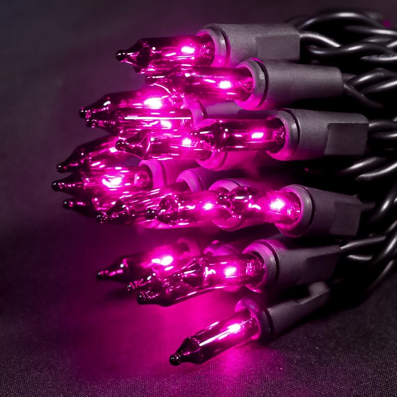 Multi-Sparking Purple Halloween Lights Outdoor - 35 Count Incandescent Mini Christmas Lights For Indoor And Outdoor Halloween Decorations, 8.5 Feet Black Wire Halloween String Lights Set