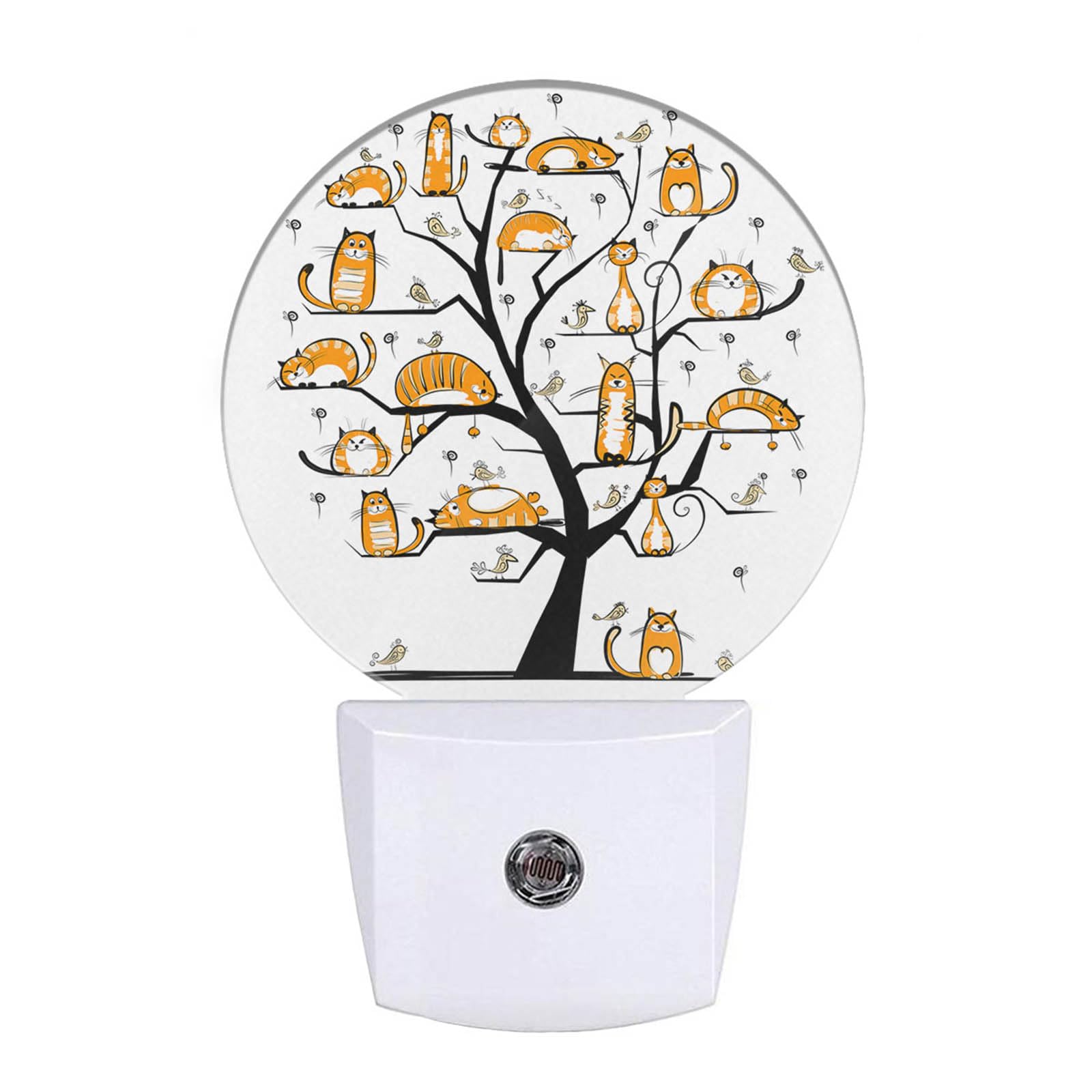 Uanvaha Tree of Cats Nightlight Brown Cat Family Cute Kitten on Tree Branches LED Dusk to Dawn Night Lamp Auto Sensor for Bedroo