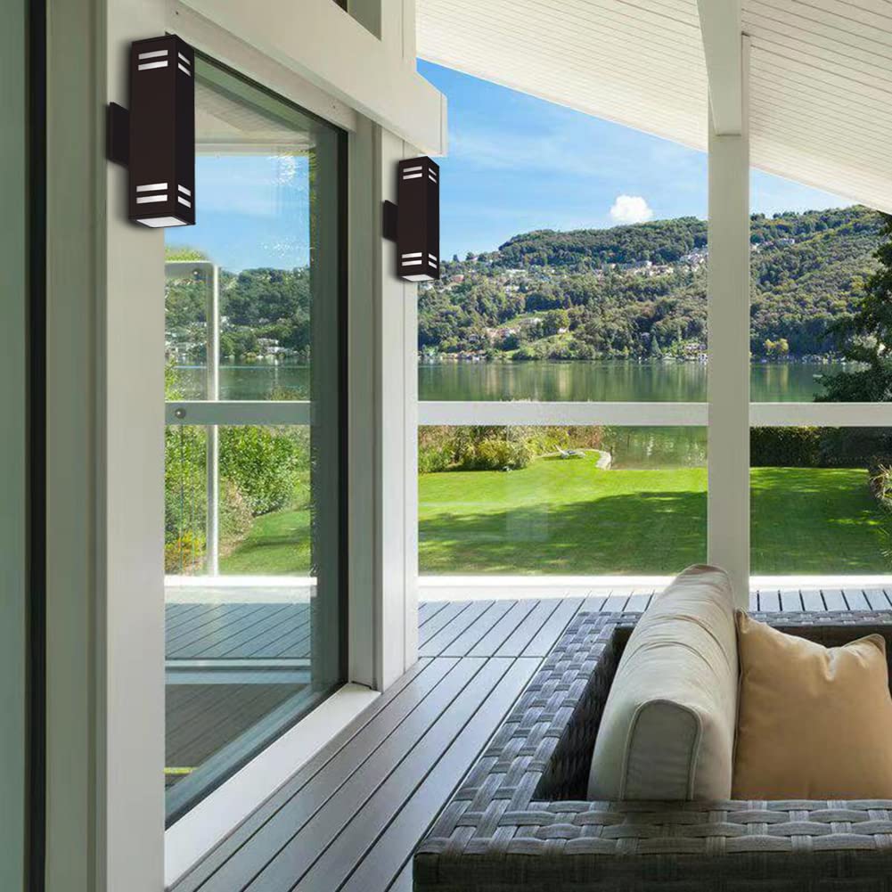 Iyogaled Up And Down Outdoor Wall Lights Fixture - Etl Listed, Aluminum Waterproof Wall Mount Square Design- Modern Exterior Lig