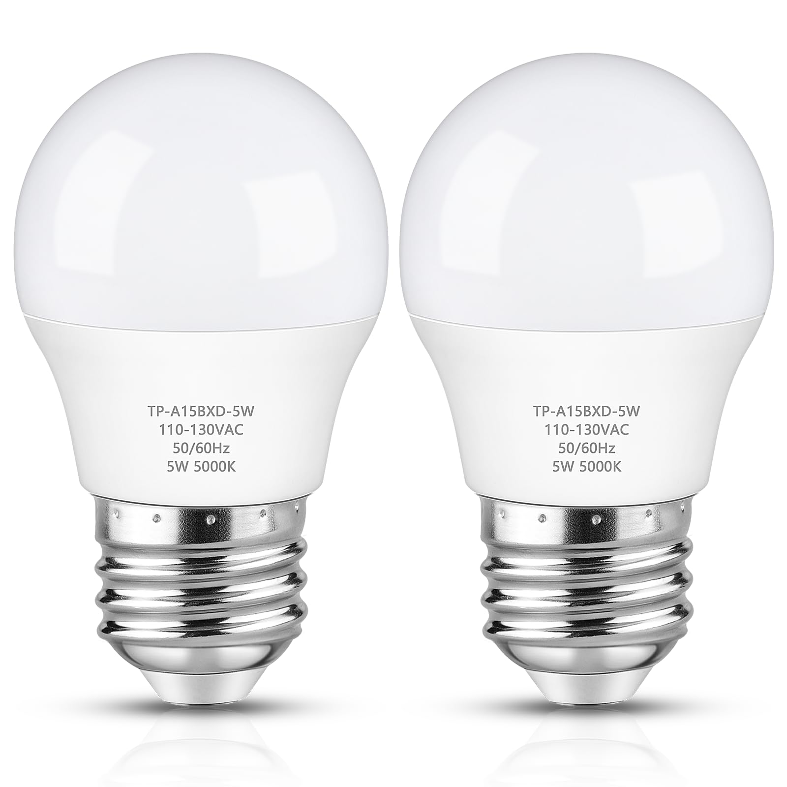 Maylaywood Led Refrigerator Light Bulb, 40 Watt Equivalent A15 Fridge Bulb Waterproof, Daylight White 5000K, 550Lm E26 Base, 5W 