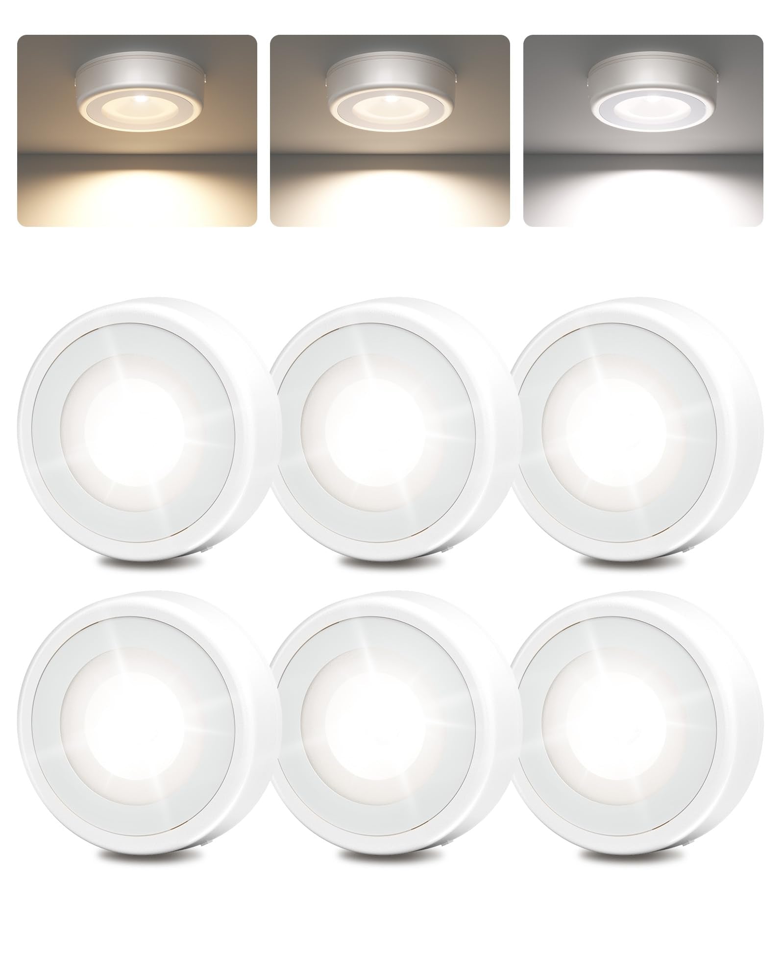 EZVALO LED Puck Lights, Rechargeable Sitck On Tap Lights, Wireless Closet Light, 3 Color Temps, Under Cabinet Lights, 2.5 Mini