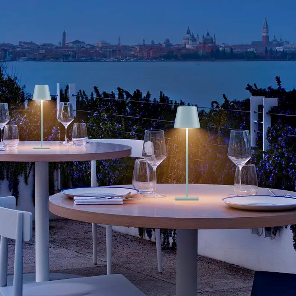 Aoceley 2-Pack Rechargeable Led Table Lamp, Waterproof & Dimmable, Blue For Indoor/Outdoor Use