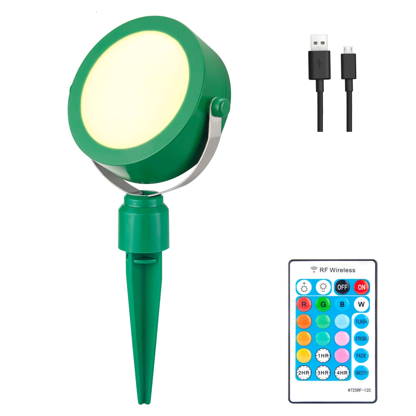 BIGMONAT Cordless Landscape Light, RGB Color Changing, Waterproof Ground Light for Indoor Outdoor Use, Green