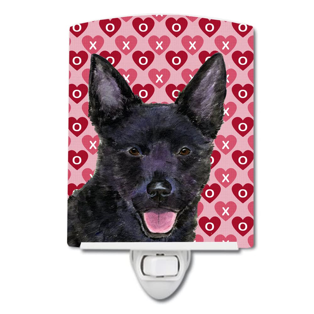 Carolines Treasures Ceramic Night Light, Australian Kelpie Hearts, UL-Certified, 6x4x3in, Multicolor, Model SS4498CNL