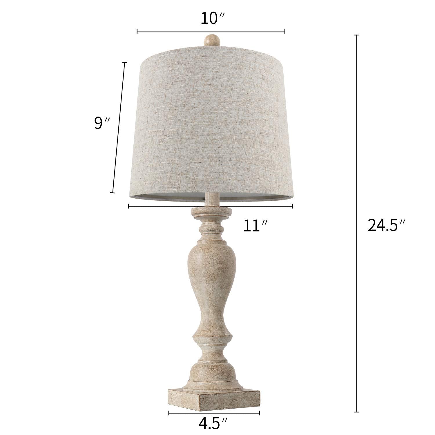 Portres 24.5'' Table Lamp Set Of 2 For Bedroom Table Desk Lamps For Living Room Kids Room Study Room Office Rustic Table Lamps R