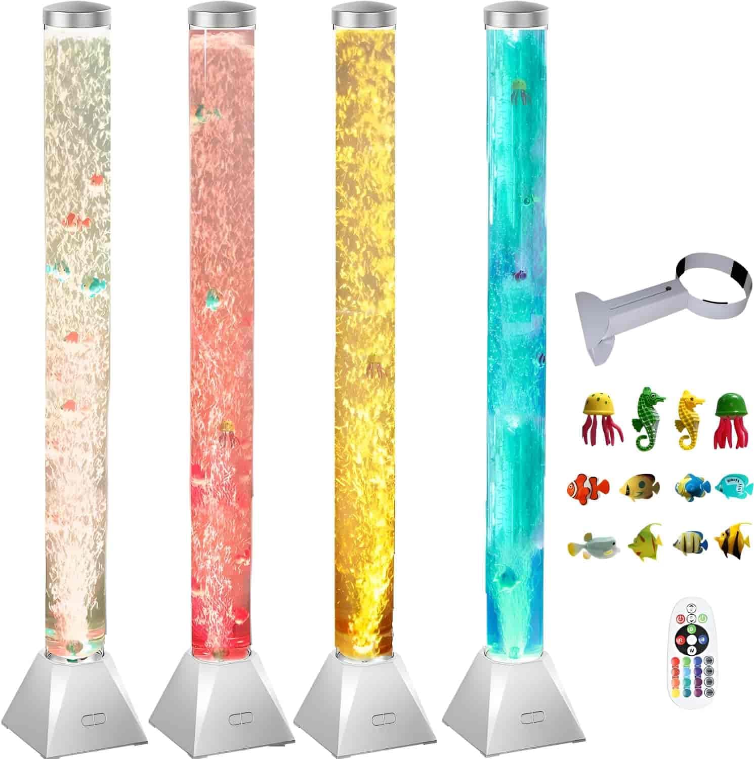 Calover 4Ft Sensory Water Bubble Tube Floor Lamp With Bracket-   Aquarium Tank Night Light For Home  Office  Sensory Room And Christmas Holiday  Birthday Gift For Kids  Autism  Men & Women