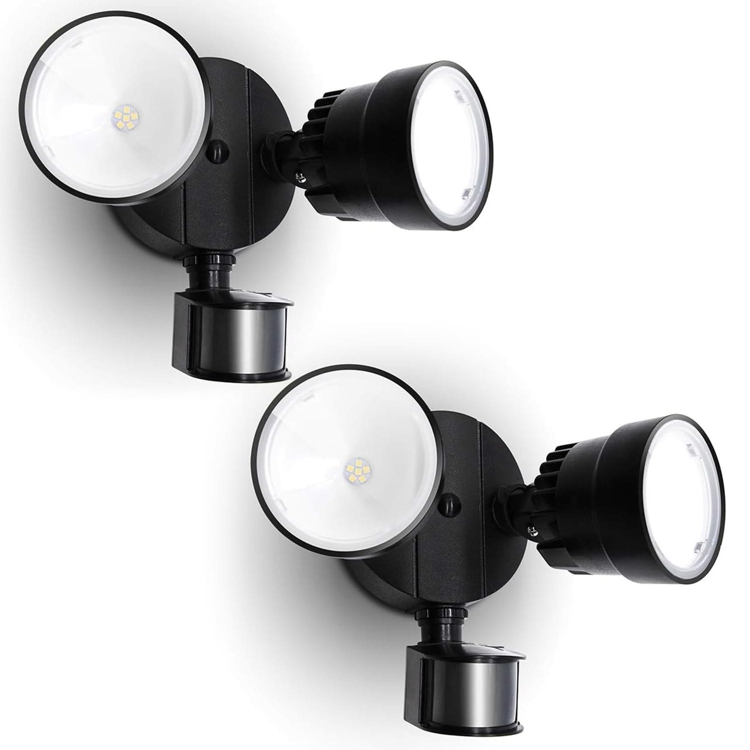 LUTEC Shrimp P6221B-PIR24 2000 Lumen 18 Watt 26 LED Motion Activated Integrated Dual-Head Floodlight Outdoor, IP54 Waterproof Ex