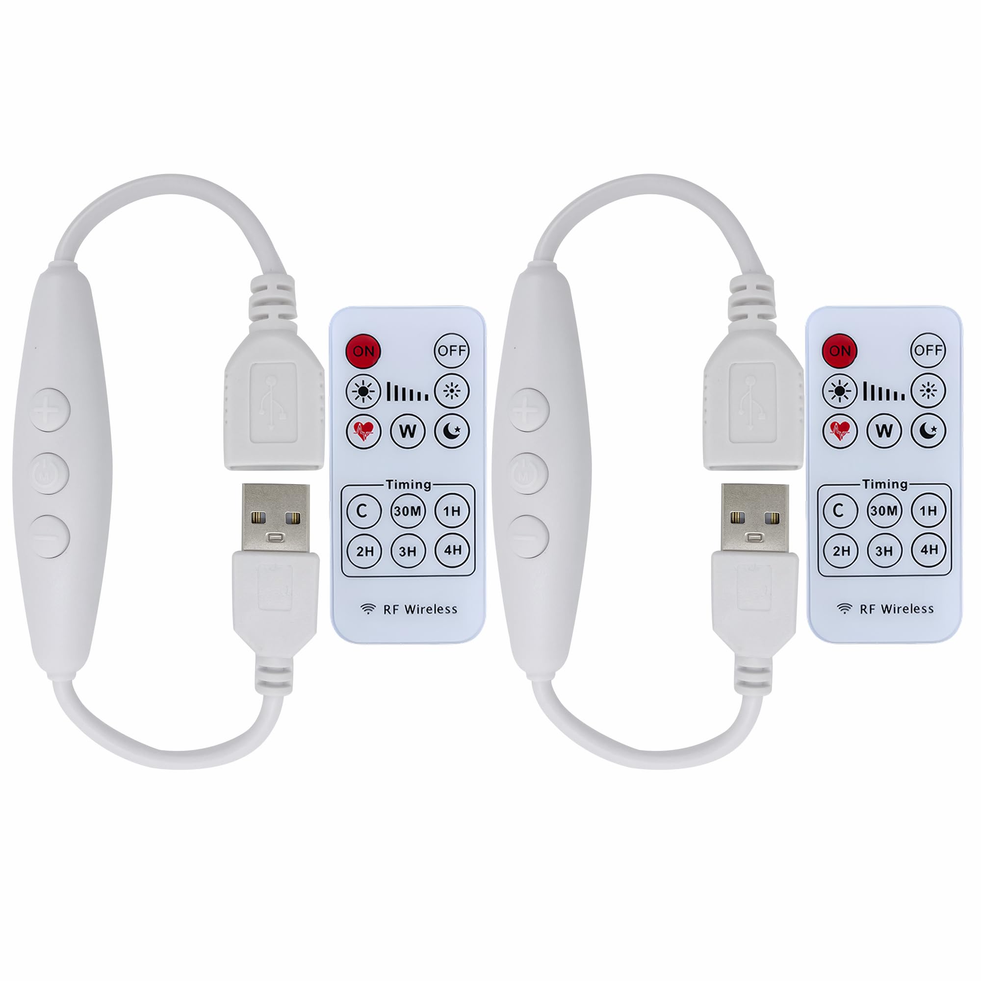 Clearhill 2Pcs 5V 2A USB Dimmer Switch with Male and Female USB Connectors,Remote Control,6-Speed Dimming,ON-Off Function,22AWG 