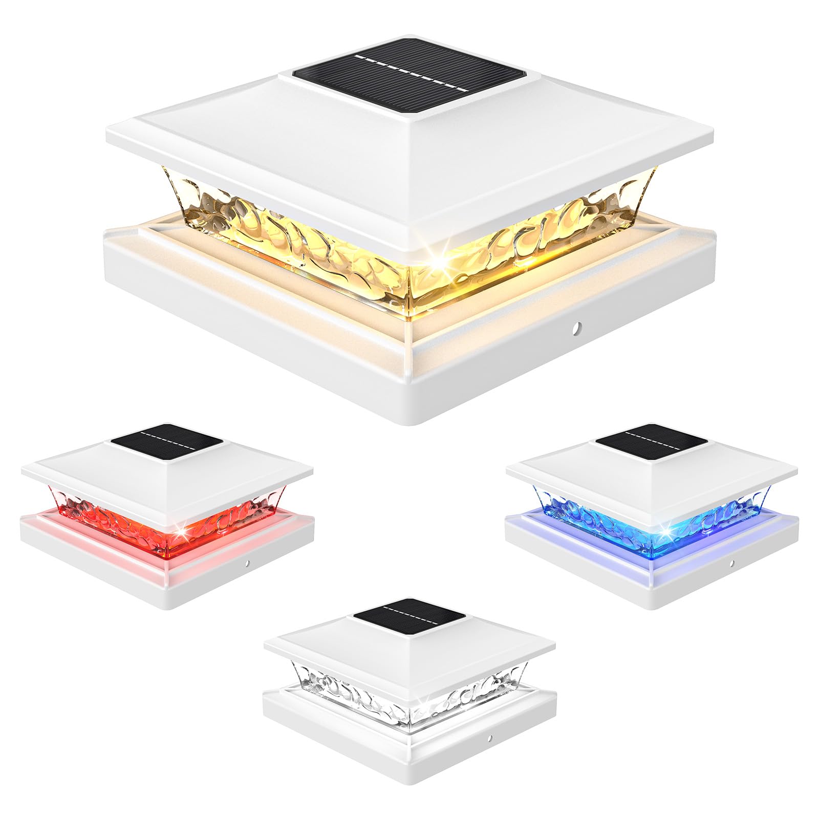 APONUO Solar Post Cap Lights,Vinyl Fence Post Solar Lights with 4 Lighting Modes,4x4 Solar Post Cap Lights Outdoor for Fence Dec