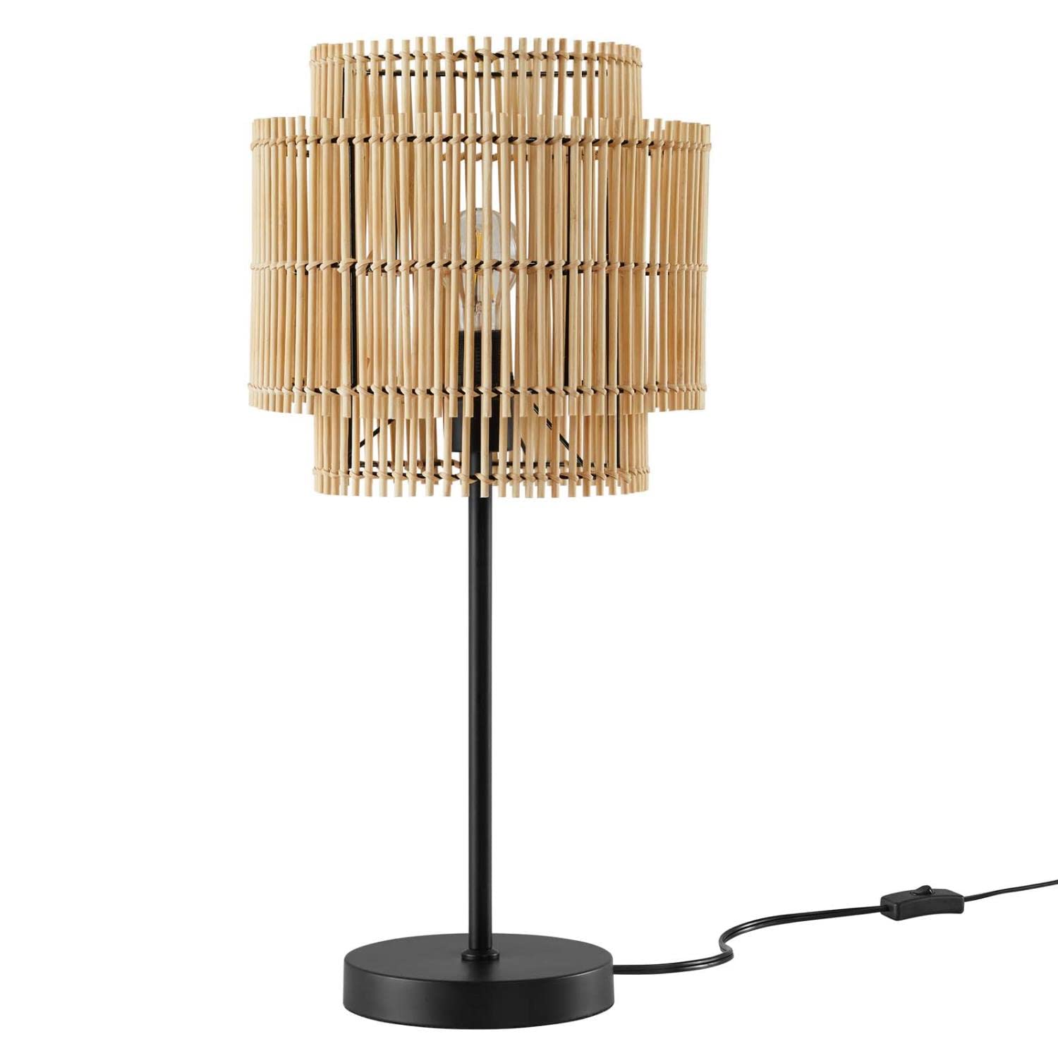 Modway Nourish 1-Light Modern Bamboo/Metal Table Lamp in Natural
