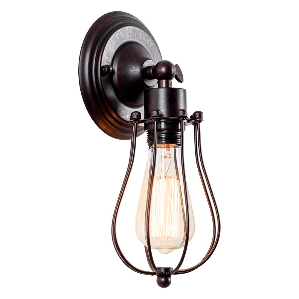 LULING Industrial Wall Sconce Vintage Lighting Adjustable Lamp Socket Wire Metal Cage Wall Light Shade Edison Style Antique Fixt