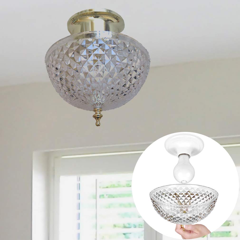 Evelots Clip On Shade for Ceiling Light Bulb - 2 Pack, Antique Diamond Cut Acrylic, Clear Finish, Model 3426
