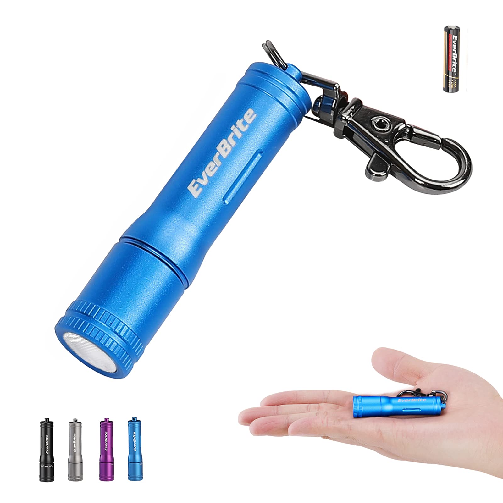 EverBrite Keychain LED Flashlight Mini Bright Key Ring Portable Pocket Torch for EDC, Party Favors, Night Reading, Camping, Powe