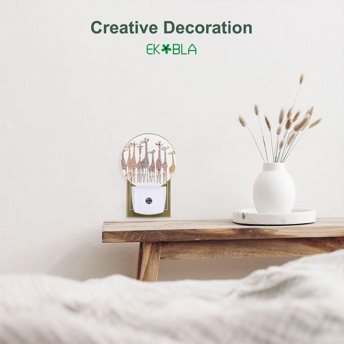 Ekobla Giraffe Night Lights Plug Into Wall Funny Animal Led Dusk To Dawn Night Lamp Auto Sensor For Home Indoor Bathroom Hallway