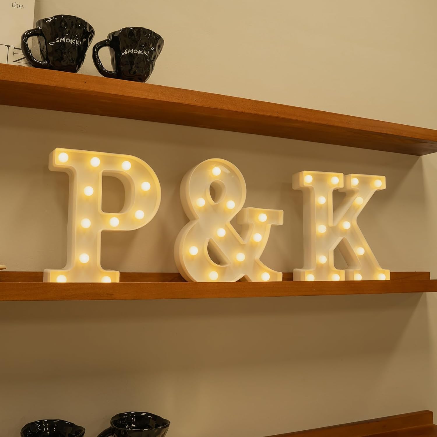 Foaky Rechargeable LED Letter Lights Sign - Warm-Rechargeable, K Size, Plastic Material, Model Recharge-ABS for Party & Home Bar Decoration